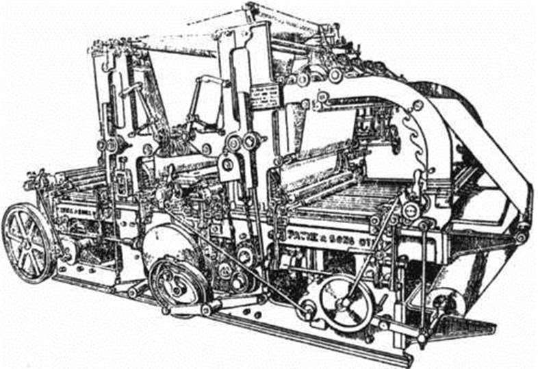 Image of the Cossar press as it appeared in the first edition of The Strathearn Herald printed on it, Saturday 6 July 1907