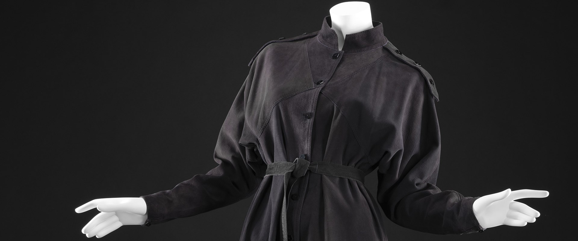 Jean Muir Ltd, Black Suede Dress, 1970s (K.2005.649.1392.1).