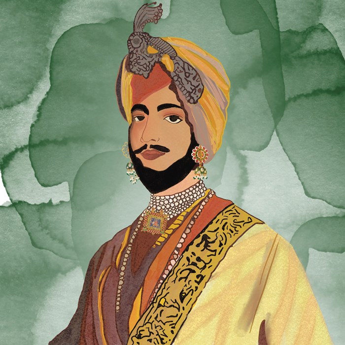 The Maharaja Duleep Singh as a young man, adorned in jewellery.